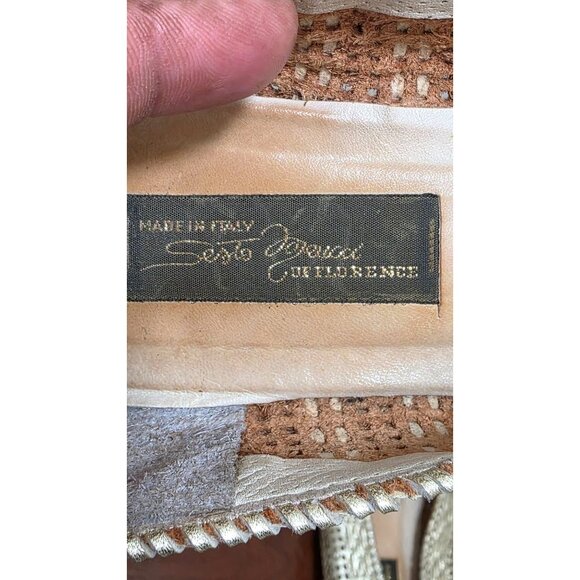 Vintage Sesto Meucci Women's Gold Woven Leather Loafers Low Wooden Heel Sie 6 - Picture 8 of 8